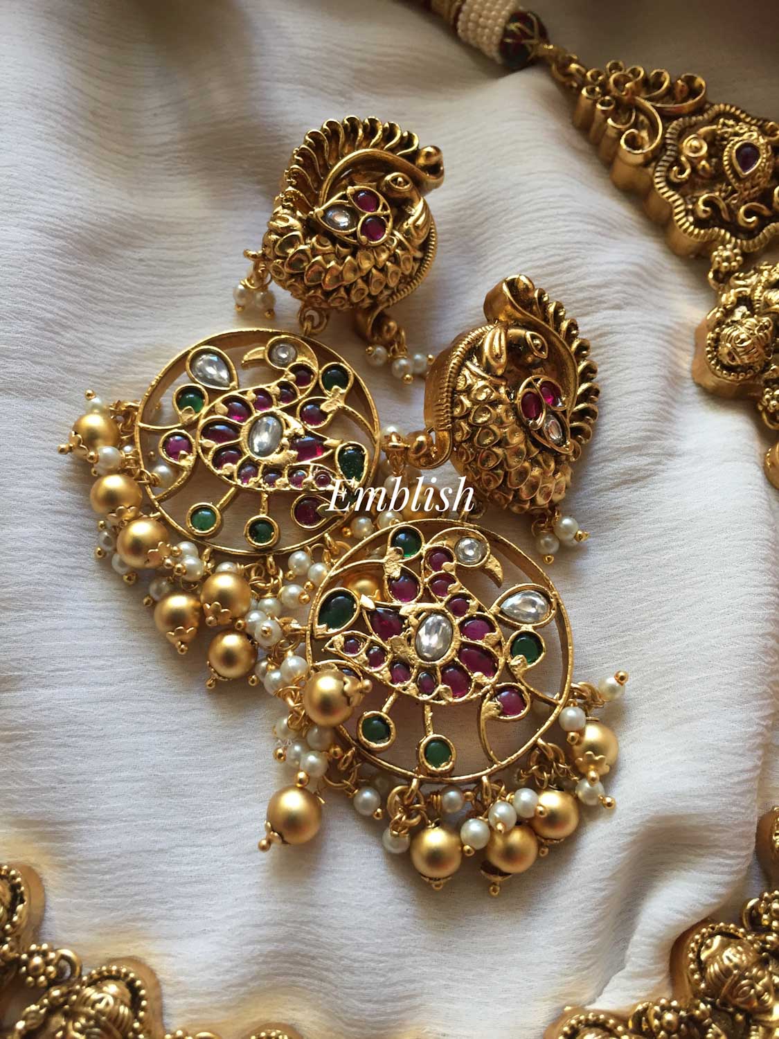 Gold alike double layer Lakshmi neckpiece 